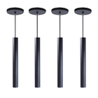 Kit 4 Pendente Luminária Tubo Preto 30 Cm + Lâmpada Led Branc