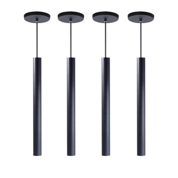 Kit 4 Pendente Luminária Tubo Preto 40 Cm + Lâmpada Led Branc