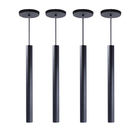 Kit 4 Pendente Luminária Tubo Preto 40 Cm + Lâmpada Led Branc