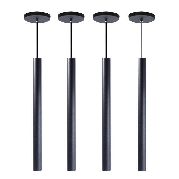 Kit 4 Pendente Luminária Tubo Preto 50 Cm
