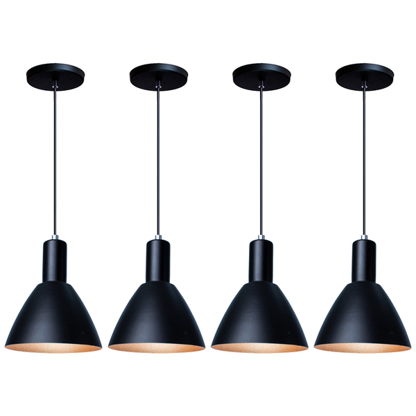 Kit 4 Pendente Lustre Luminária Atenas Em Alumínio Preto