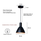 Kit 4 Pendente Lustre Luminária Atenas Em Alumínio Preto