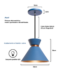 Kit 4 Pendente Lustre Luminária Berlim 15cm Azul