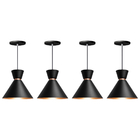 Kit 4 Pendente Lustre Luminária Berlim 23cm Preto