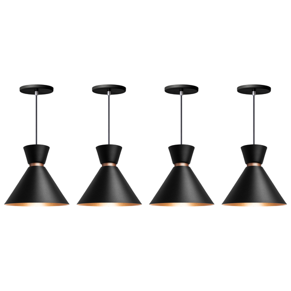 Kit 4 Pendente Lustre Luminária Berlim 23cm Preto