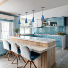 Kit 4 Pendente Lustre Luminária Cone Azul