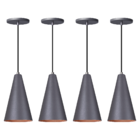 Kit 4 Pendente Lustre Luminária Cone Cinza
