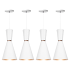 Kit 4 Pendente Lustre Luminária Cone Moscou 39cm Branco