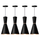 Kit 4 Pendente Lustre Luminária Cone Moscou 39cm Preto