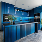 Kit 4 Pendente Lustre Luminária Mini Pequim Azul 24cm