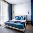 Kit 4 Pendente Lustre Luminária Mini Pequim Azul 24cm