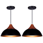 Kit 4 Pendente Lustre Luminária Panama Preto C/topo Cobre