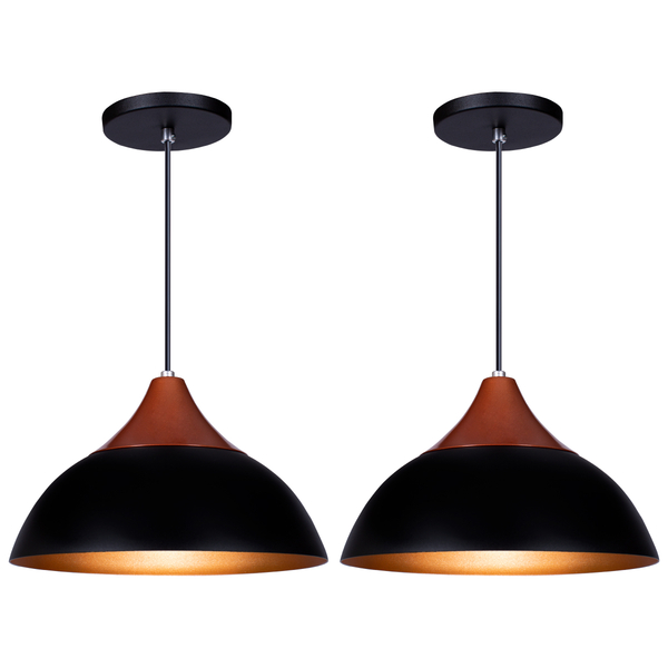 Kit 4 Pendente Lustre Luminária Panama Preto C/topo Cobre