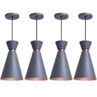 Kit 4 Pendente Lustre Luminária Pequim Cinza 30cm + Led Retrô