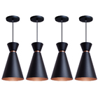 Kit 4 Pendente Lustre Luminária Pequim Preto 30cm + Led Retrô
