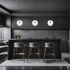 Kit 4 Pendente Lux Preto Globo Vidro Cristal 20cm  + Led