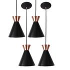 Kit 4 Pendente Sinus 4001 Preto  C/ Cobre/1