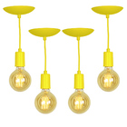 Kit 4 Pendente Tubo Cilindro Alumínio Amarelo Fio 1.20m