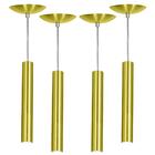 Kit 4 Pendente Tubo Cilindro Alumínio Dourado 30cm + Led 3k