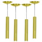 Kit 4 Pendente Tubo Cilindro Alumínio Dourado 30cm + Led 6k