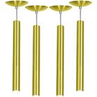 Kit 4 Pendente Tubo Cilindro Alumínio Dourado 50cm + Led 3k