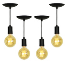 Kit 4 Pendente Tubo Cilindro Alumínio Preto Com Lâmpada