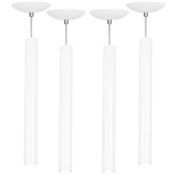 Kit 4 Pendente Tubo Cilindro Branco 50cm + Led 3k