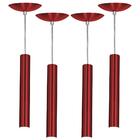 Kit 4 Pendente Tubo Cilindro Cereja 30cm + Led 3k