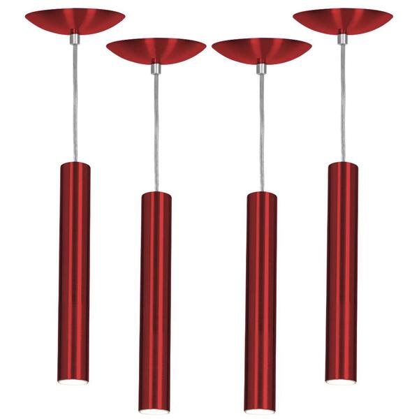 Kit 4 Pendente Tubo Cilindro Cereja 30cm + Led 3k
