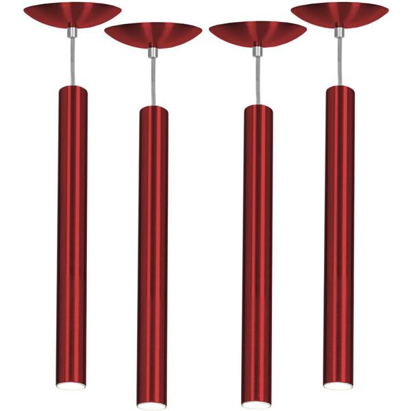 Kit 4 Pendente Tubo Cilindro Cereja 50cm + Led 6k