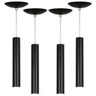 Kit 4 Pendente Tubo Cilindro Preto 30cm + Led 6k