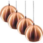 Kit 4 Pendentes Bola Escovado  Cobre