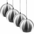 Kit 4 Pendentes Bola Escovado  Cromado