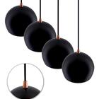Kit 4 Pendentes Bola Preto Acabamentos Cobre