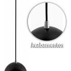 Kit 4 Pendentes Bola Preto Acabamentos Cromado