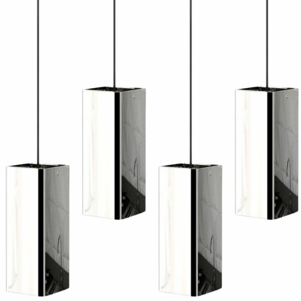 Kit 4 Pendentes Industrial Inox Quadrado Moderno U.elg