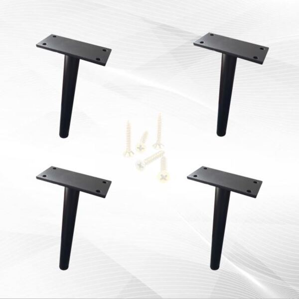 Kit 4 Pés De Metal 18cm Preto Multiuso Para Armário Mesas De
