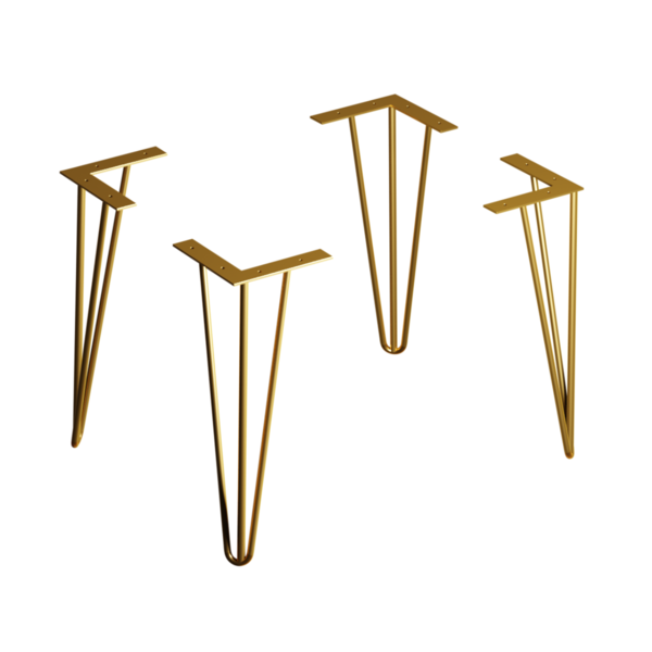 Kit 4 Pés Dourados Modelo Hairpin Legs Para Mesa Aço 8mm Leroy Merlin