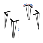Kit 4 Pés Modelo Hairpin Legs Preto Mesa Bancada Aparador Aço