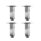 Kit 4 Pés Para Móveis Regulável Quadrado Cromado 10cm