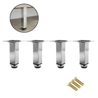 Kit 4 Pés Para Móveis Regulável Quadrado Cromado 15cm