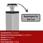 Kit 4 Pés Para Móveis Regulável Quadrado Cromado 20cm
