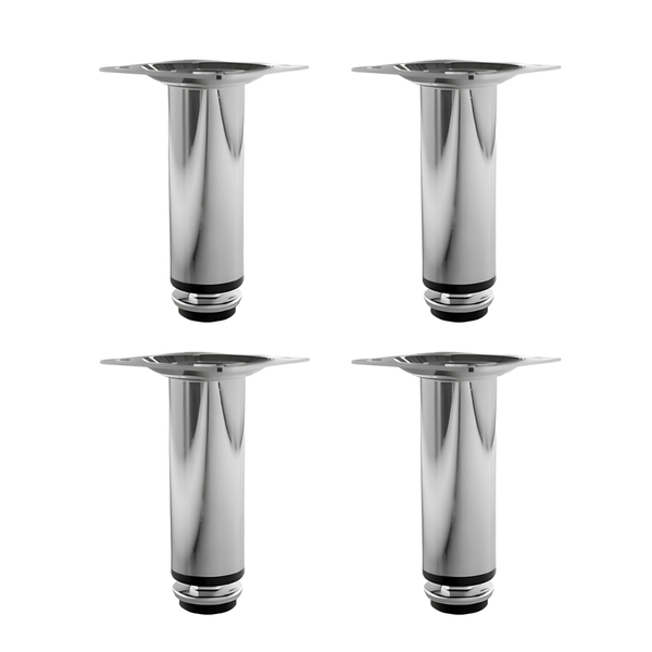 Kit 4 Pés Para Móveis Regulável Redondo Cromado 10cm