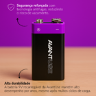 Kit 4 Pilhas Baterias Recarregável 9v Cod: 408430021-4 Avant