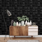 Kit 4 Placas 3d Pvc Preto Decoração Revestimento Premium De P