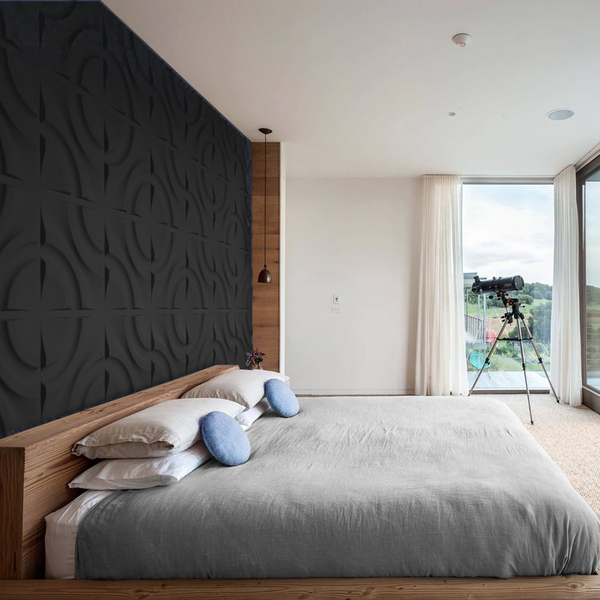 Kit 4 Placas 3d Pvc Preto Decoração Revestimento Premium De P