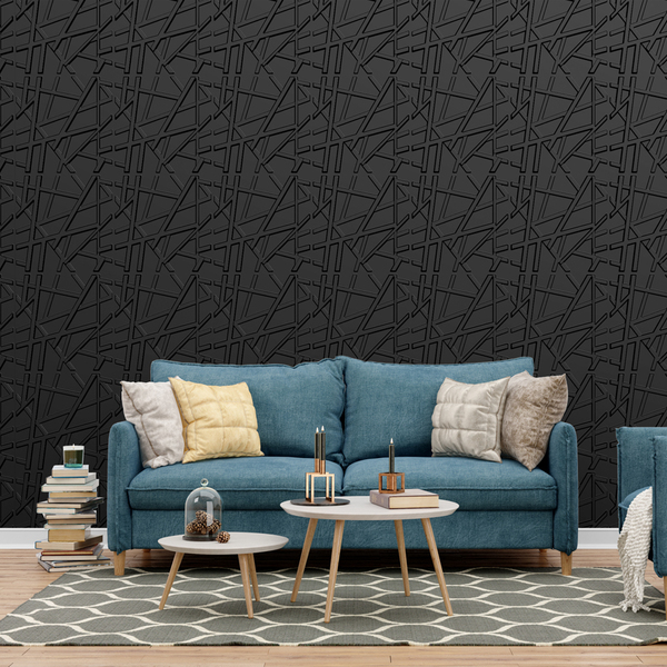 Kit 4 Placas 3d Pvc Preto Decoração Revestimento Premium De P