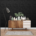 Kit 4 Placas 3d Pvc Preto Decoração Revestimento Premium De P