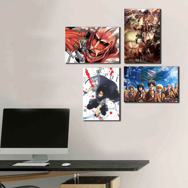 Kit 4 Placas Decorativas Anime Shingeki No Kyojin