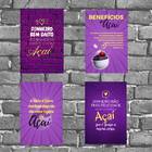 Kit 4 Placas Decorativas Benefícios Do Açaí 18x27cm